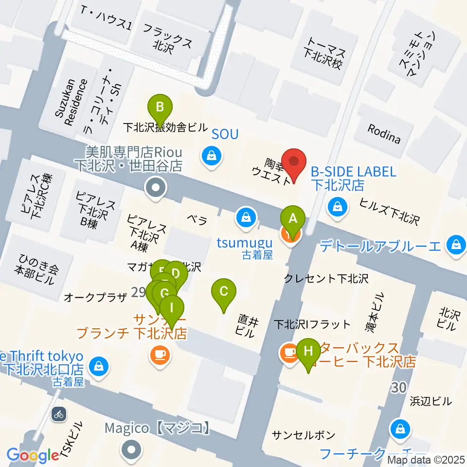 Rinky Dink Studio下北沢2nd周辺のファミレス・ファーストフード一覧地図