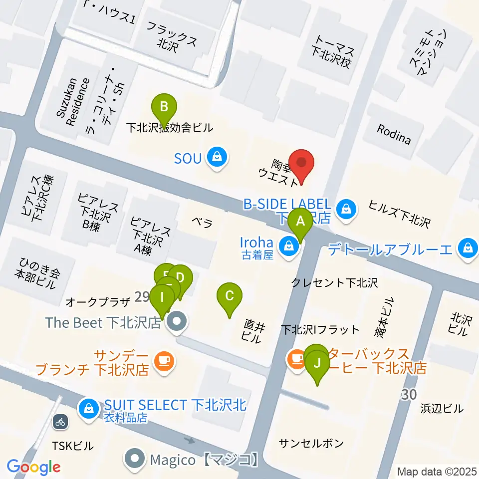 Rinky Dink Studio下北沢2nd周辺のファミレス・ファーストフード一覧地図
