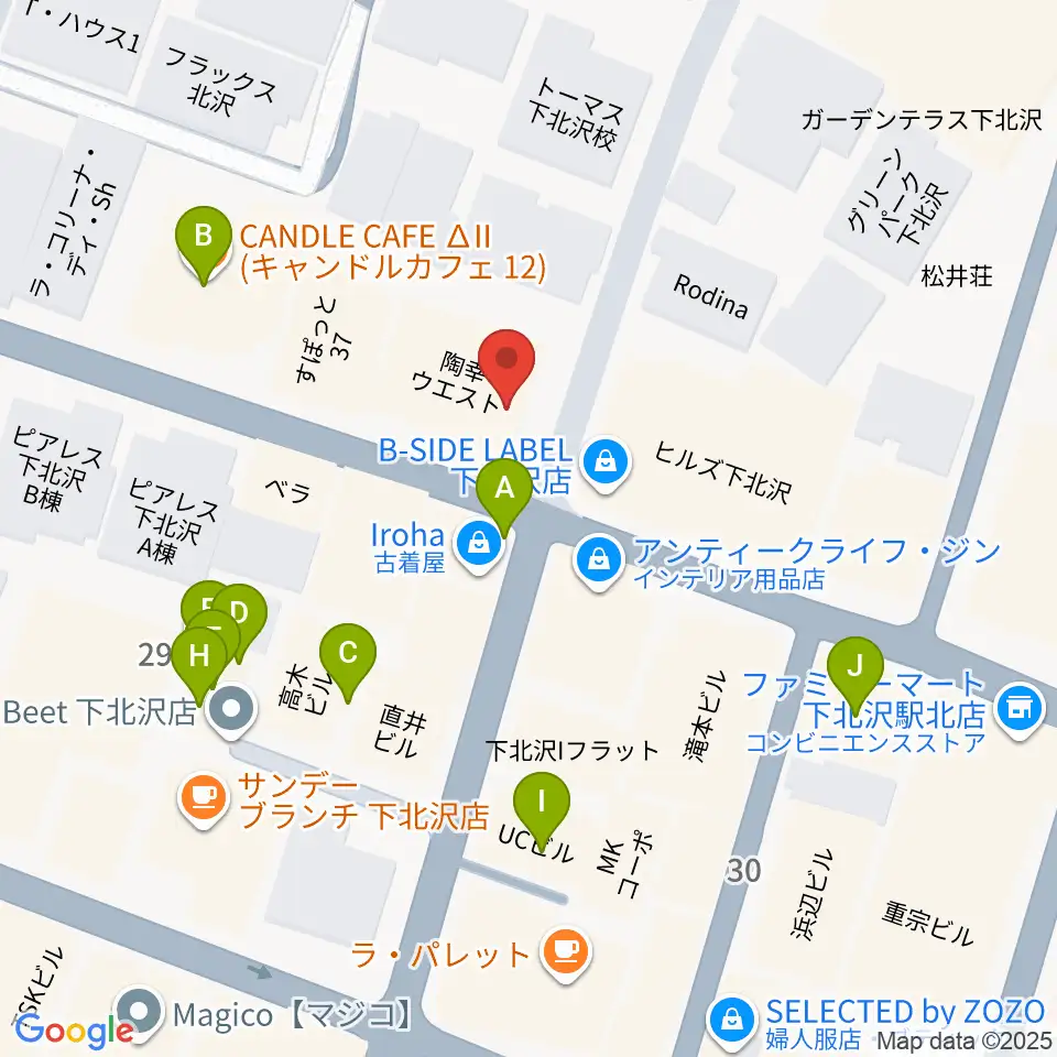 Rinky Dink Studio下北沢2nd周辺のファミレス・ファーストフード一覧地図
