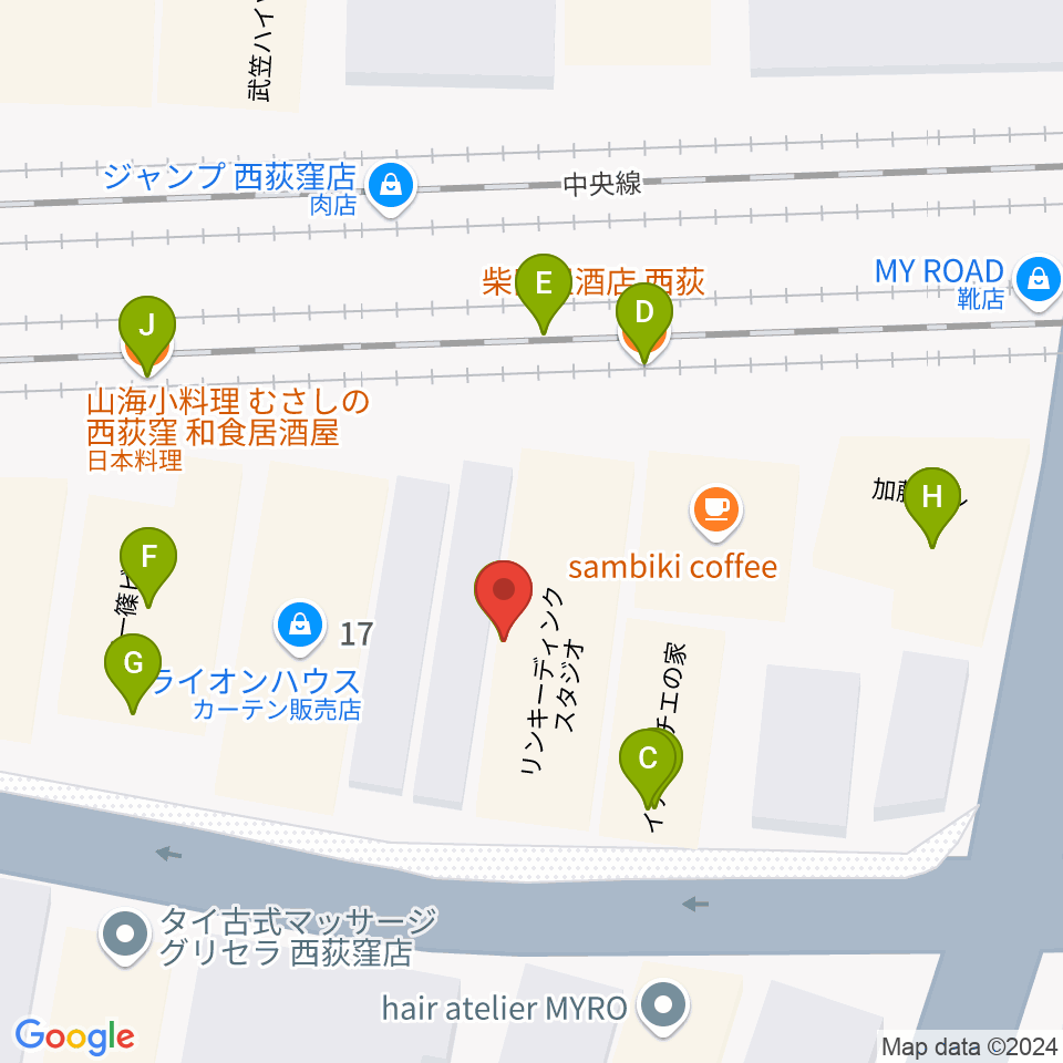 Rinky Dink Studio 西荻周辺のファミレス・ファーストフード一覧地図