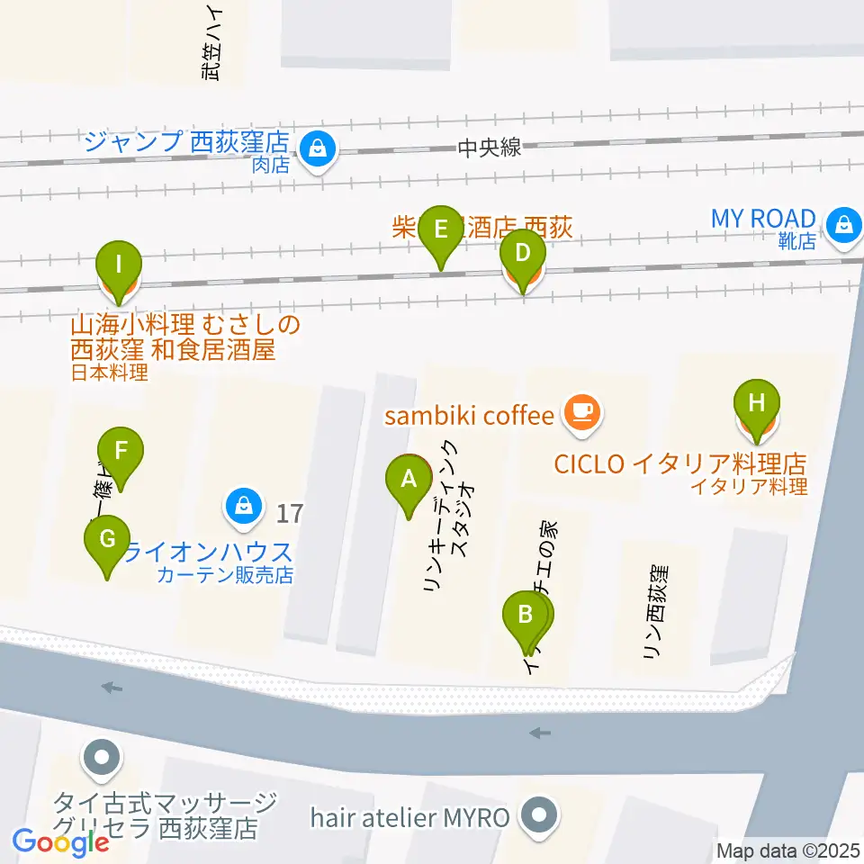 Rinky Dink Studio 西荻周辺のファミレス・ファーストフード一覧地図
