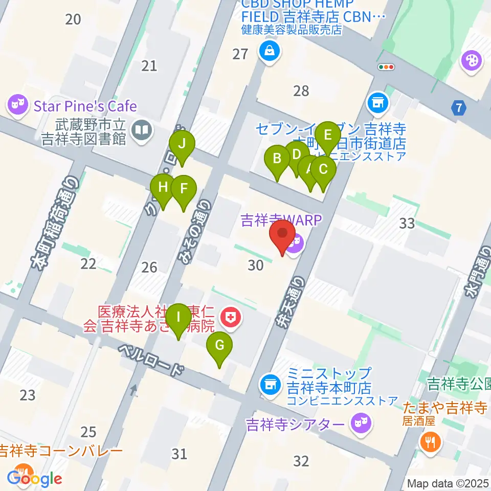 Rinky Dink Studio 吉祥寺WARP周辺のファミレス・ファーストフード一覧地図