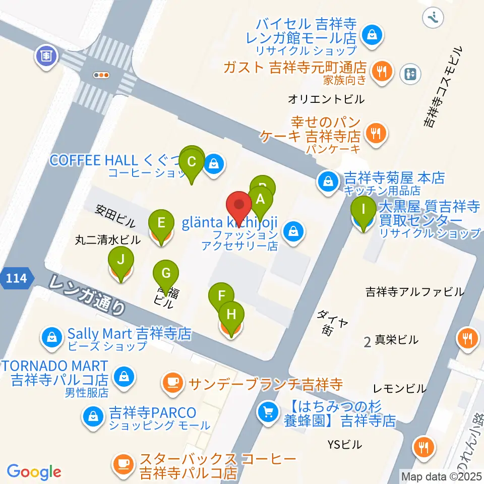 吉祥寺Studio ORES周辺のファミレス・ファーストフード一覧地図