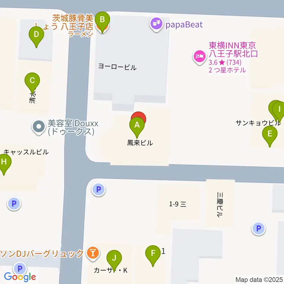 Rinky Dink Studio 八王子2nd周辺のファミレス・ファーストフード一覧地図