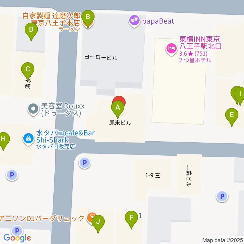 Rinky Dink Studio 八王子2nd周辺のファミレス・ファーストフード一覧地図