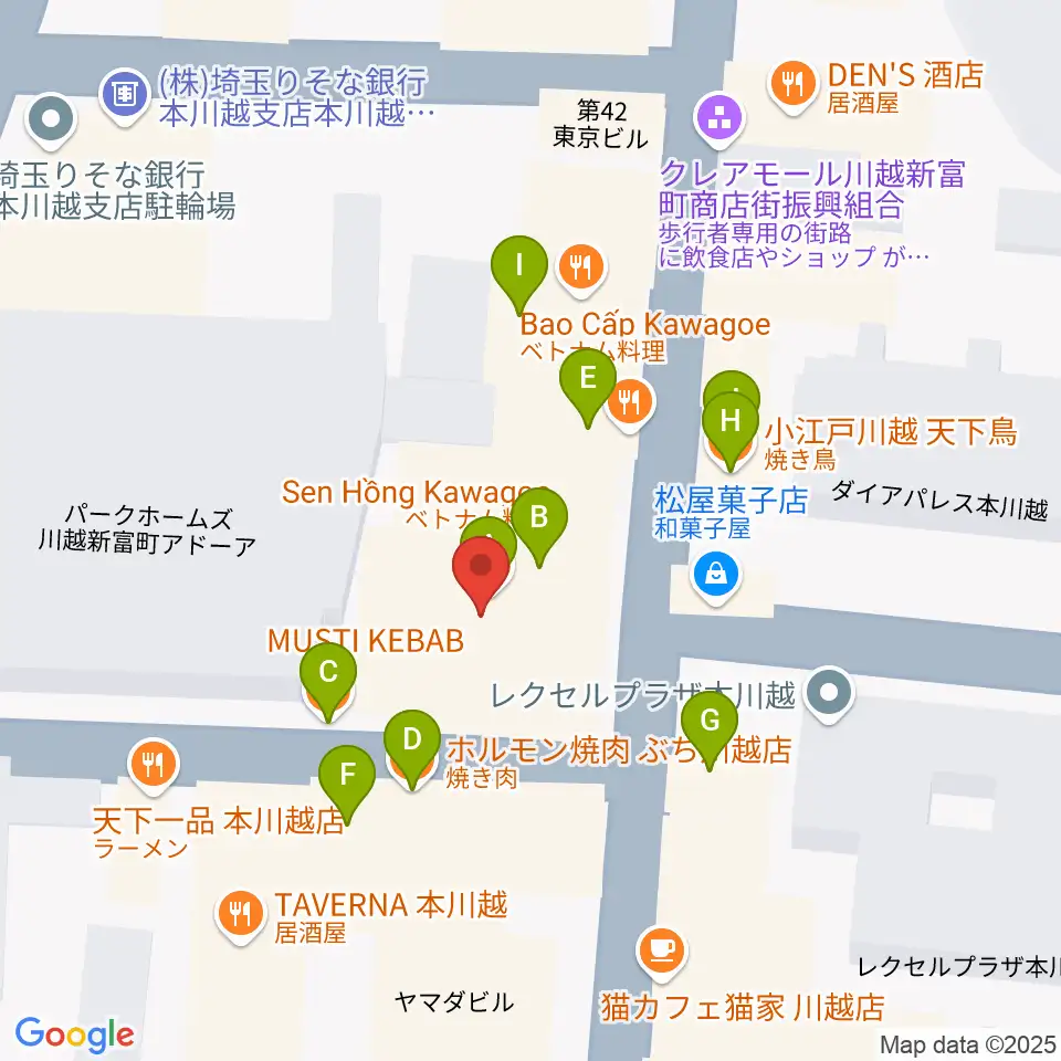 リンキィディンク川越 i.m.o周辺のファミレス・ファーストフード一覧地図