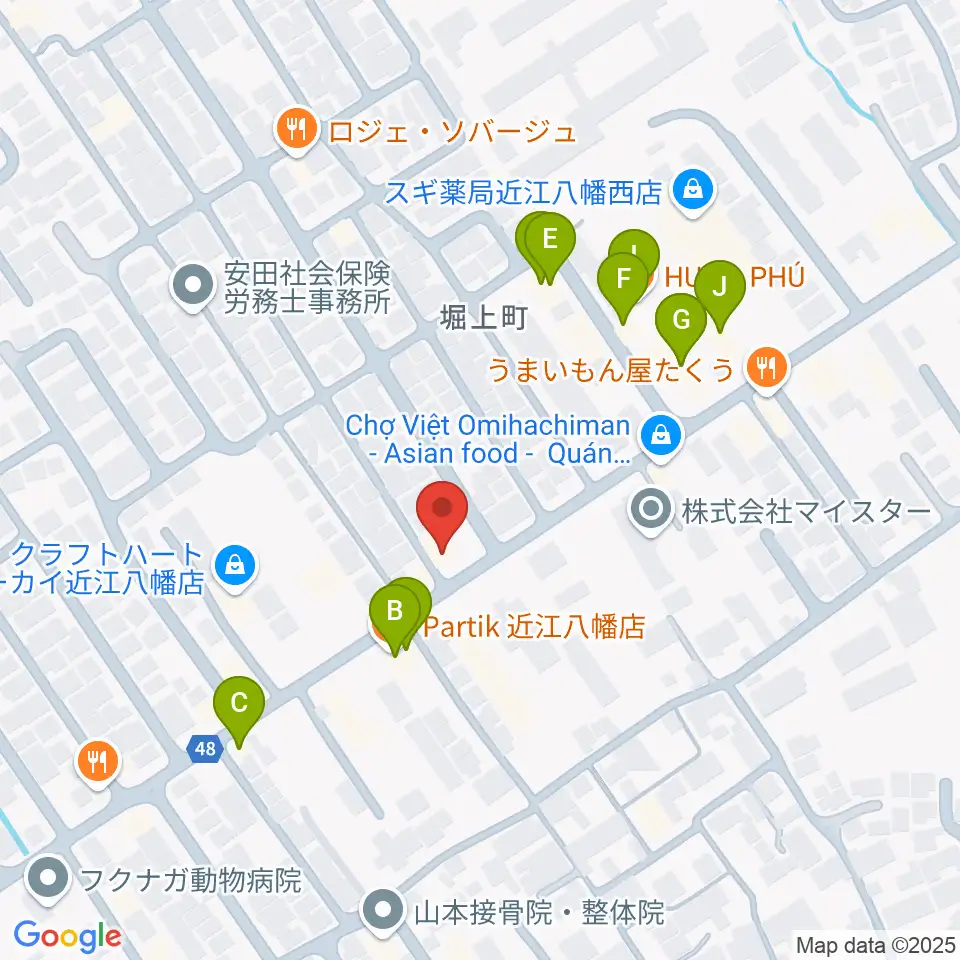 塚本楽器 近江八幡店周辺のファミレス・ファーストフード一覧地図