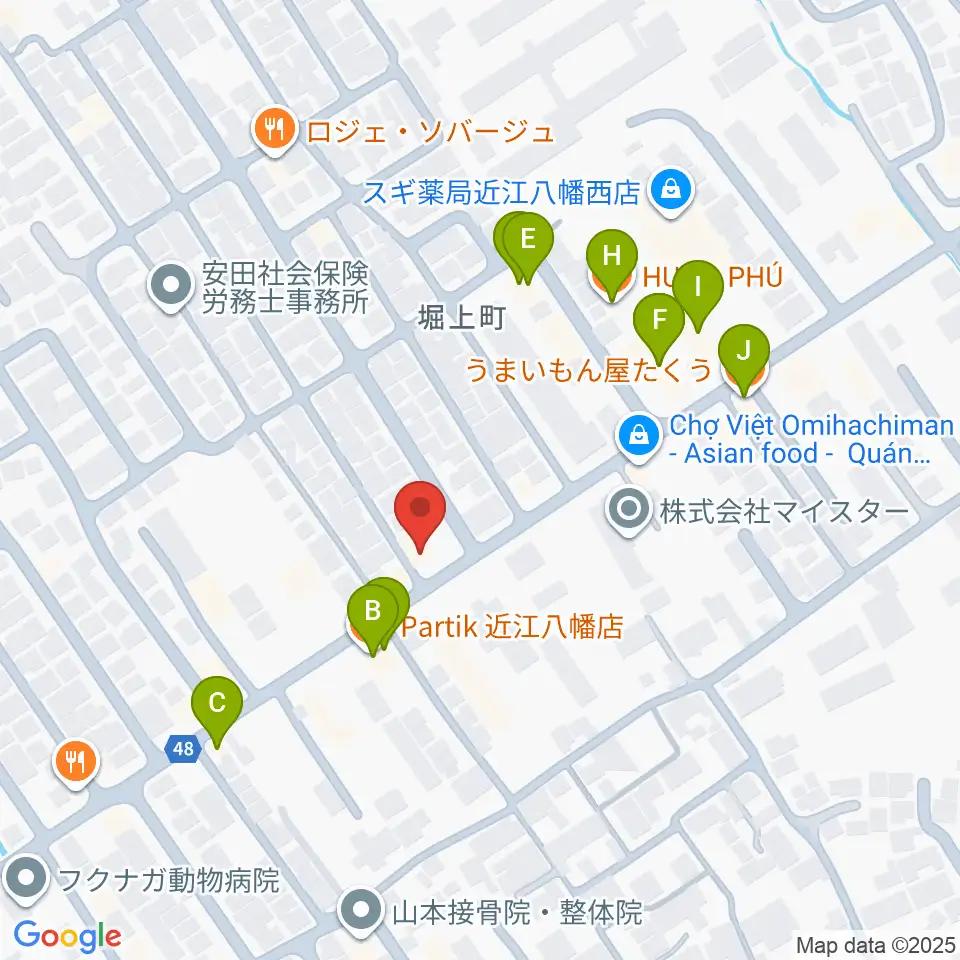塚本楽器 近江八幡店周辺のファミレス・ファーストフード一覧地図