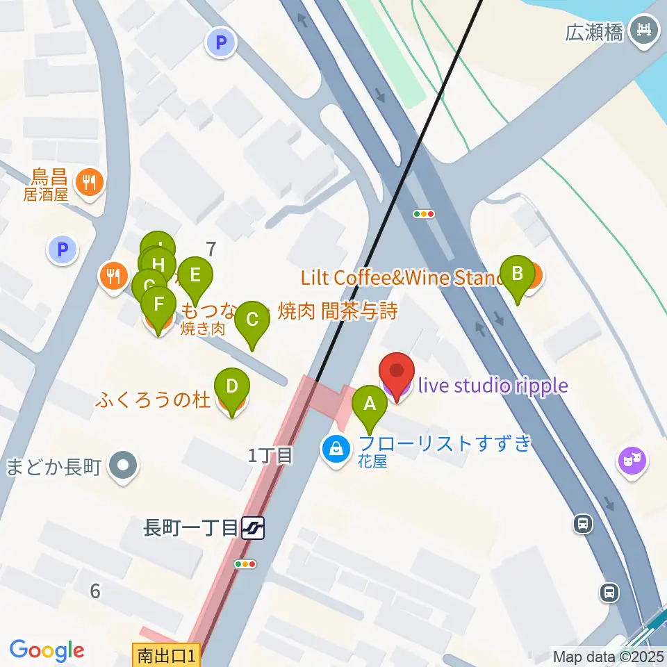 長町リプル周辺のファミレス・ファーストフード一覧地図