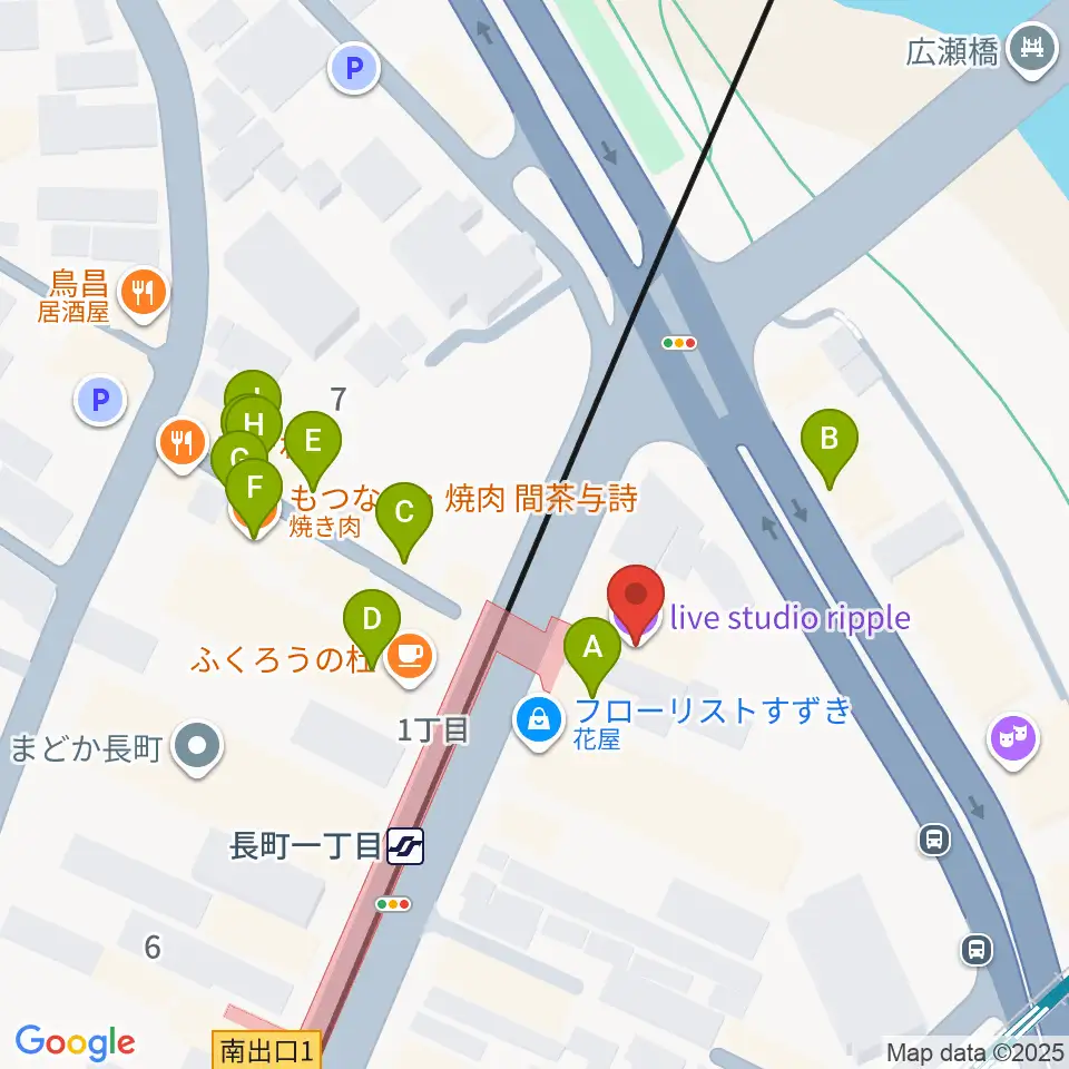 長町リプル周辺のファミレス・ファーストフード一覧地図
