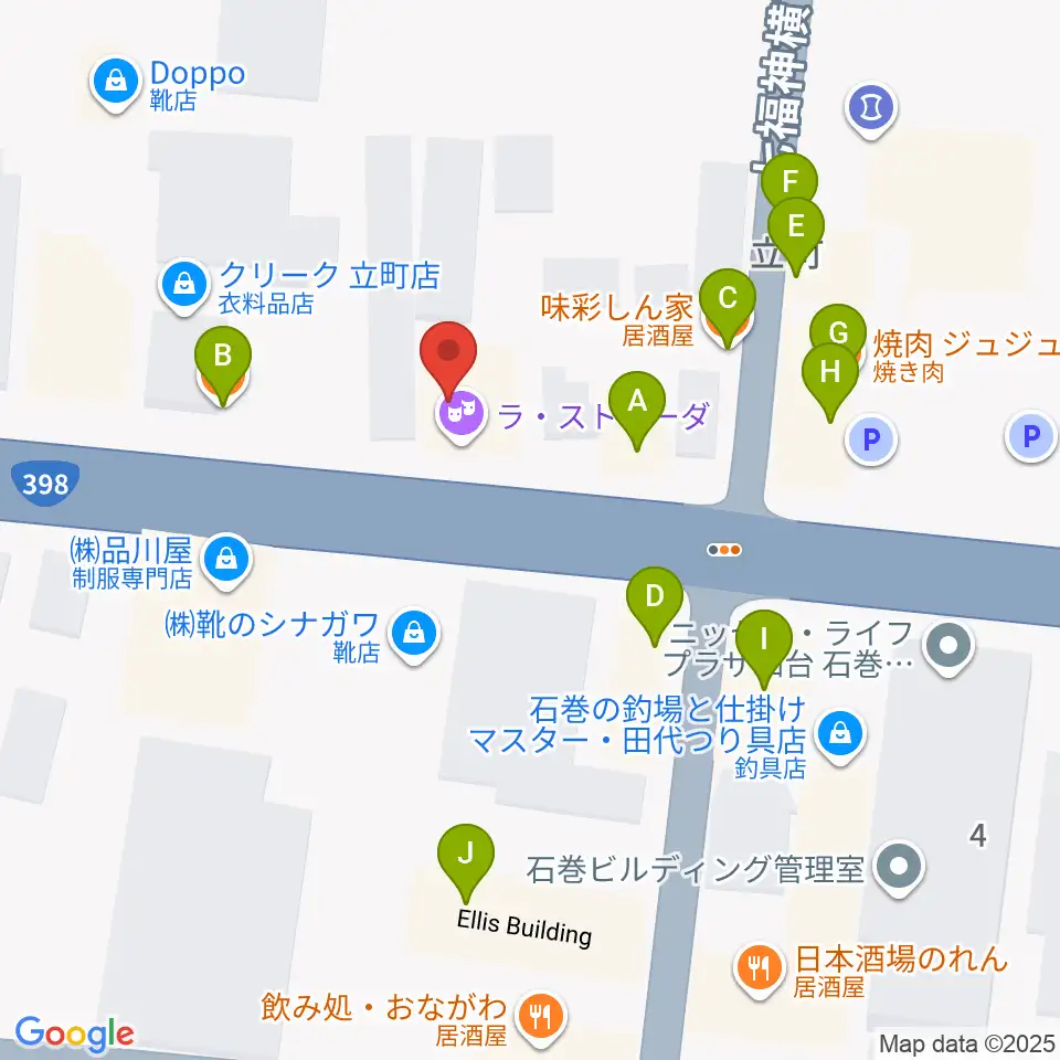 ラ・ストラーダ周辺のファミレス・ファーストフード一覧地図