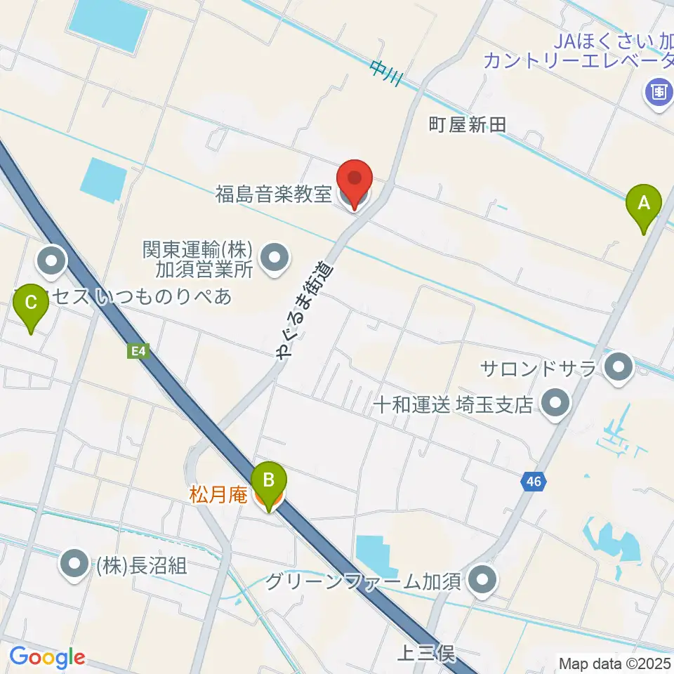 福島音楽教室周辺のファミレス・ファーストフード一覧地図