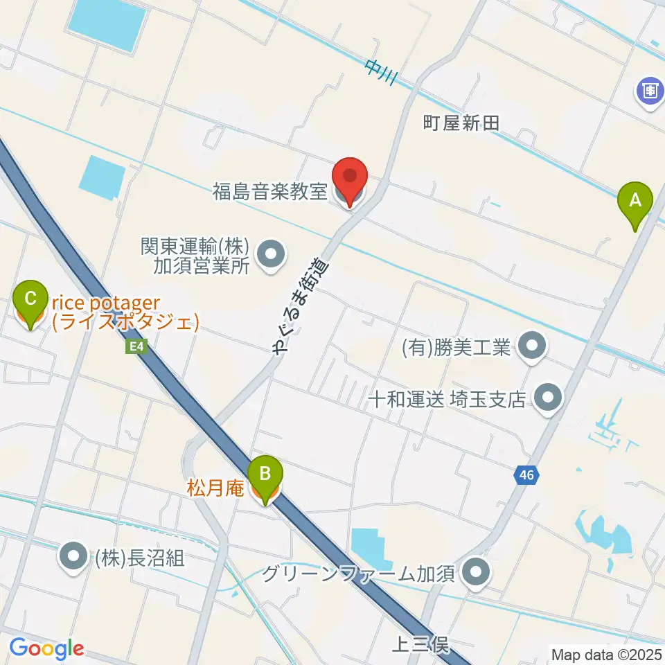 福島音楽教室周辺のファミレス・ファーストフード一覧地図