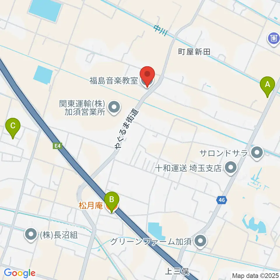 福島音楽教室周辺のファミレス・ファーストフード一覧地図