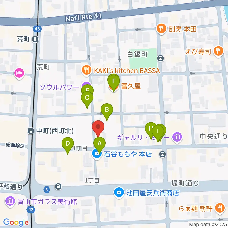 富山サマーナイト周辺のファミレス・ファーストフード一覧地図