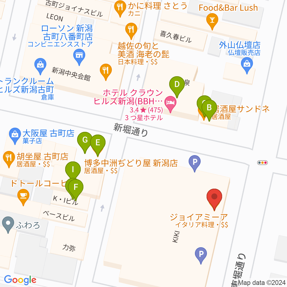 ジョイアミーア周辺のファミレス・ファーストフード一覧地図