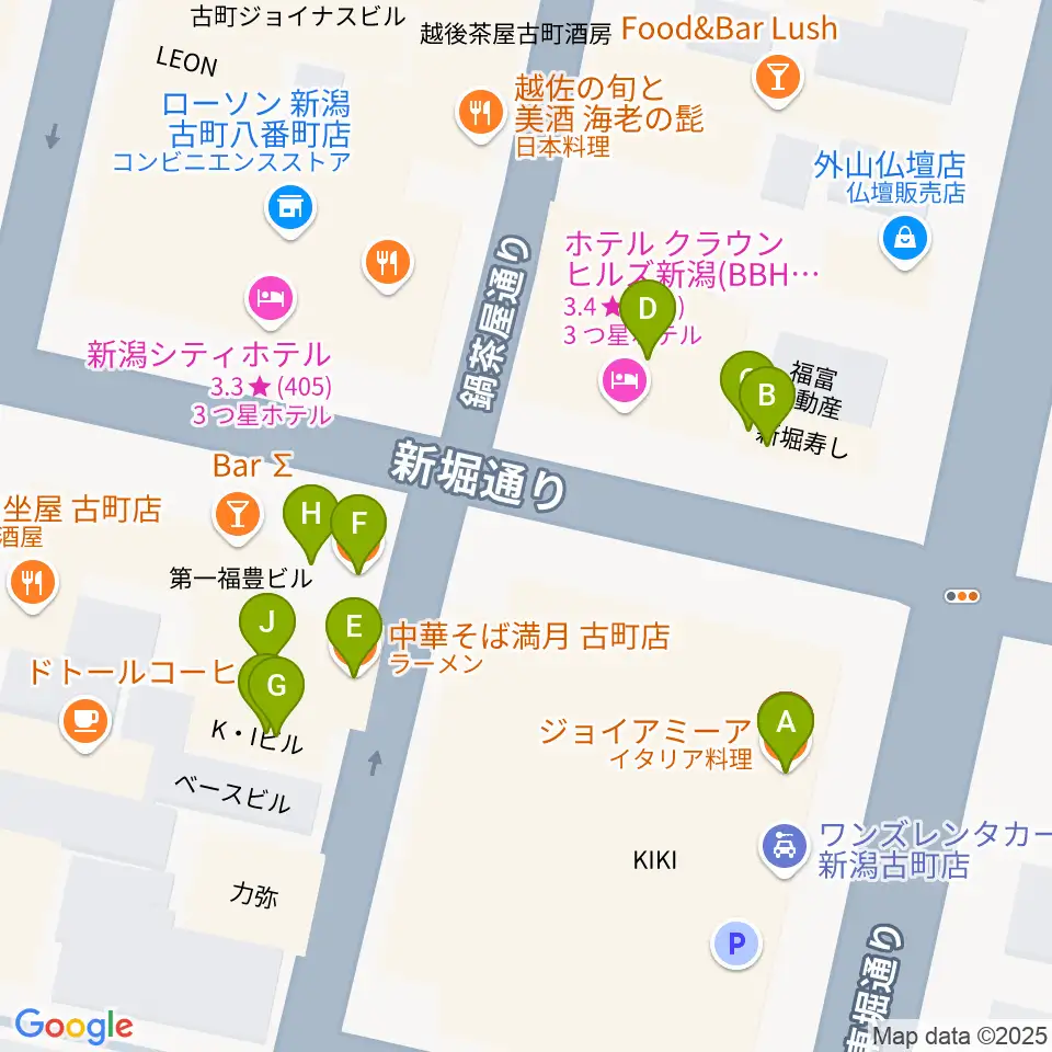 ジョイアミーア周辺のファミレス・ファーストフード一覧地図