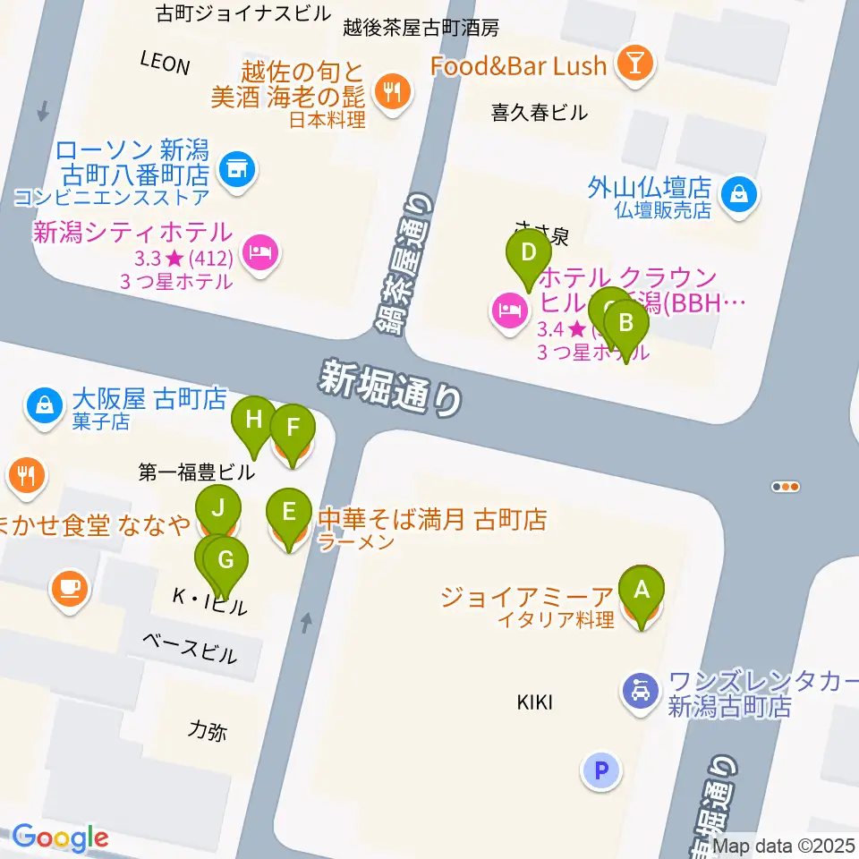 ジョイアミーア周辺のファミレス・ファーストフード一覧地図