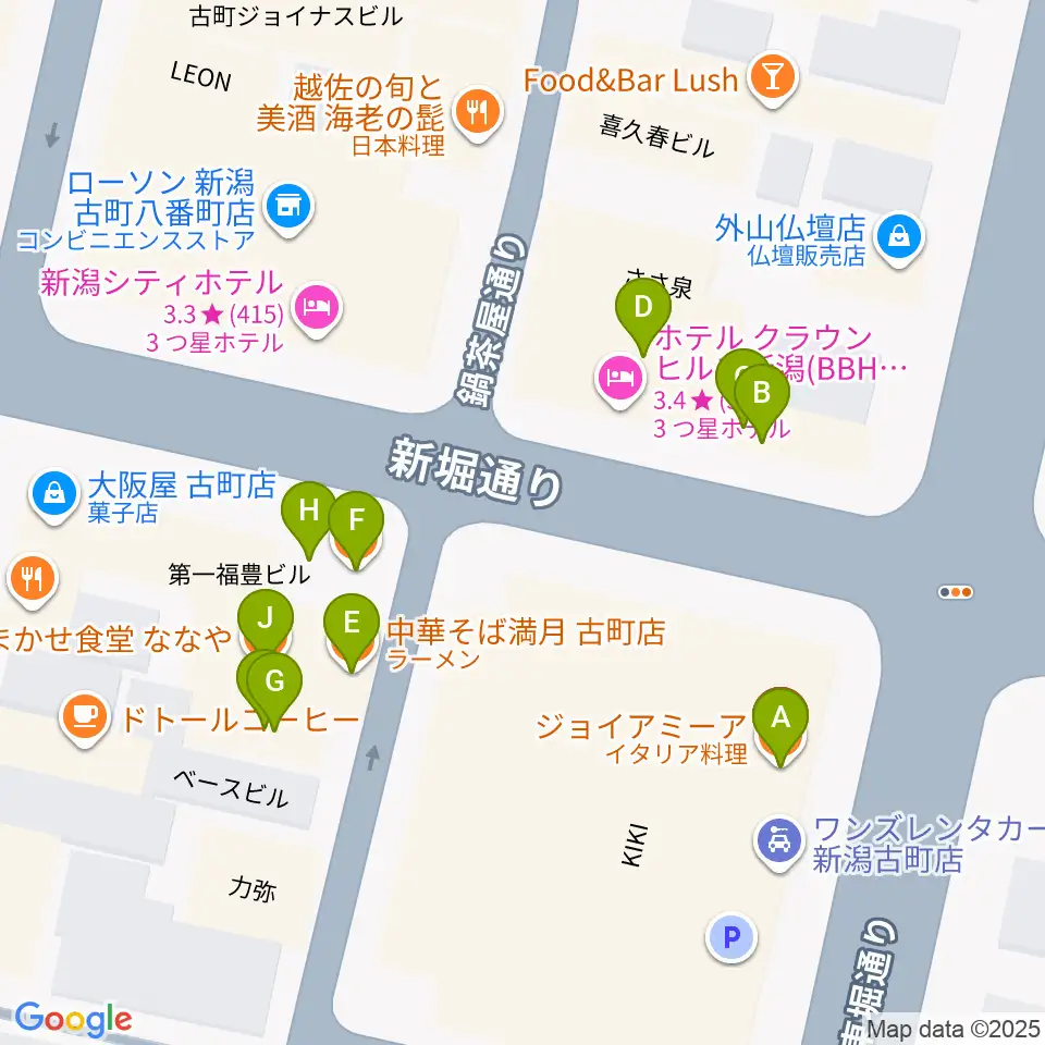 ジョイアミーア周辺のファミレス・ファーストフード一覧地図