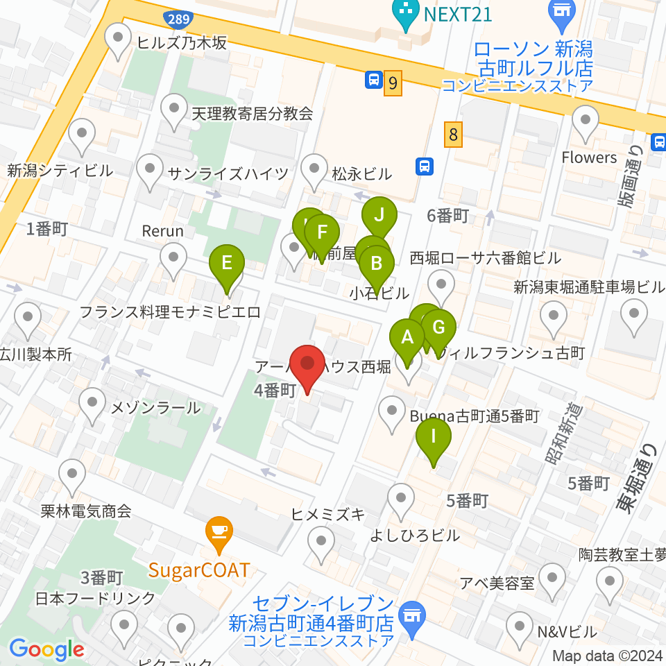 ジャズ喫茶スワン周辺のファミレス・ファーストフード一覧地図