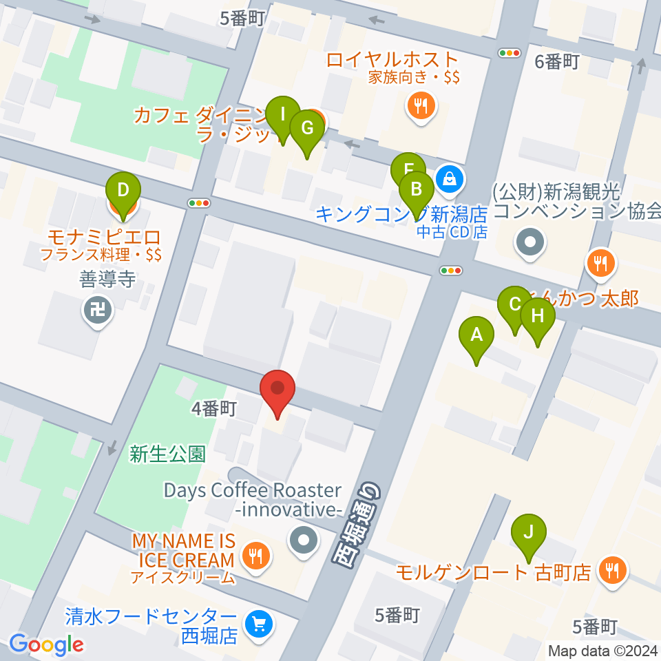 ジャズ喫茶スワン周辺のファミレス・ファーストフード一覧地図