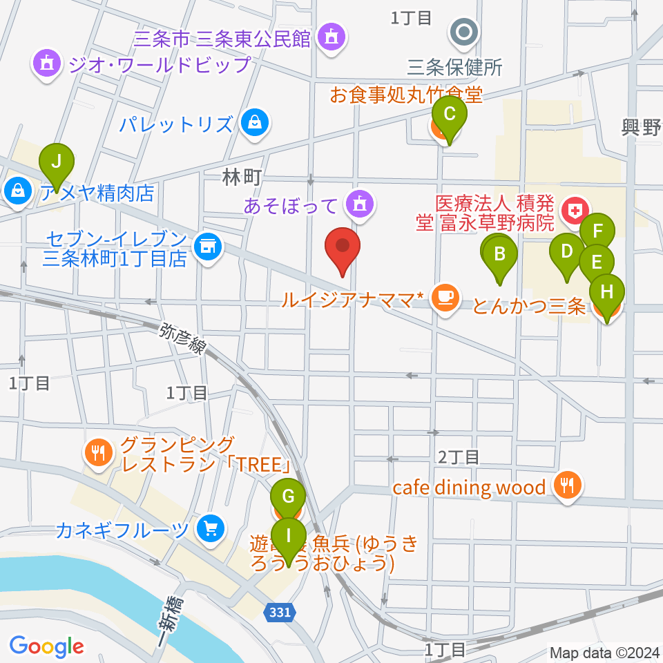 三条ロケット・ピンク周辺のファミレス・ファーストフード一覧地図