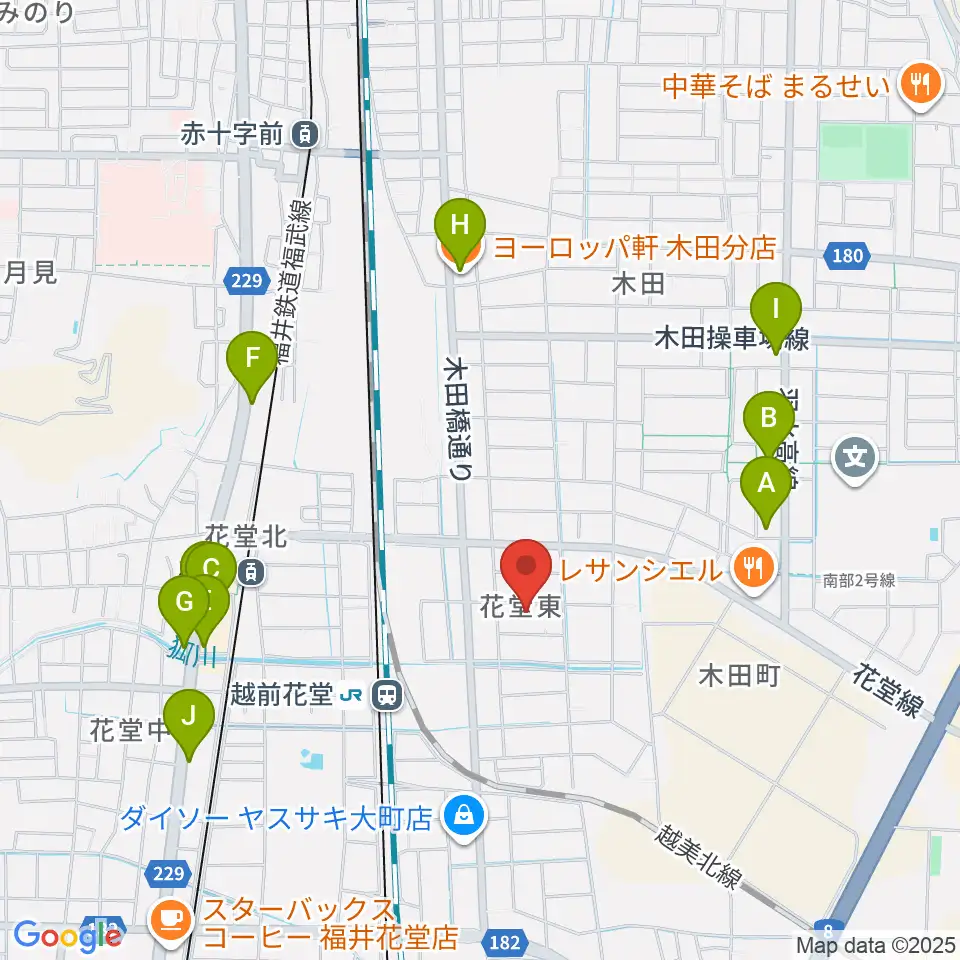 福井CHOP周辺のファミレス・ファーストフード一覧地図