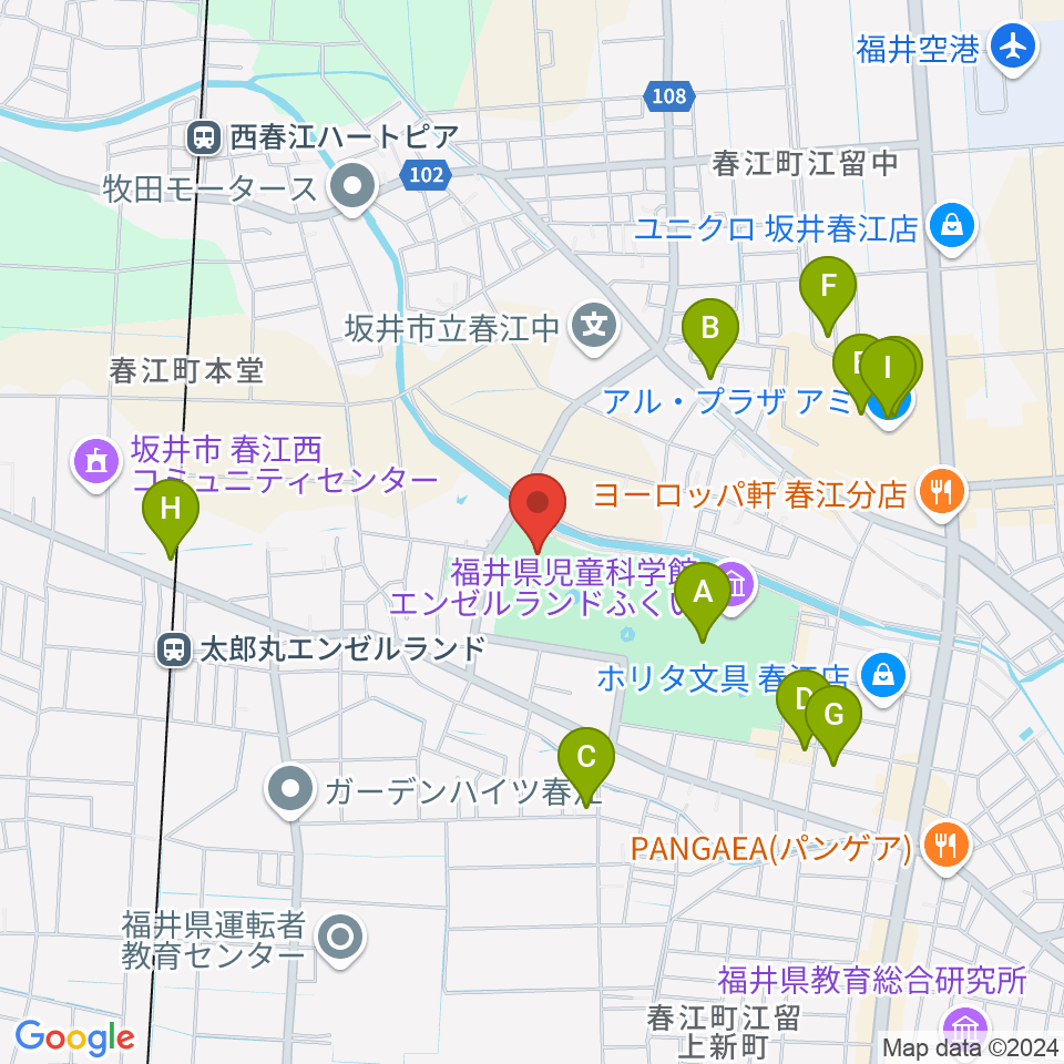 ハートピア春江周辺のファミレス・ファーストフード一覧地図