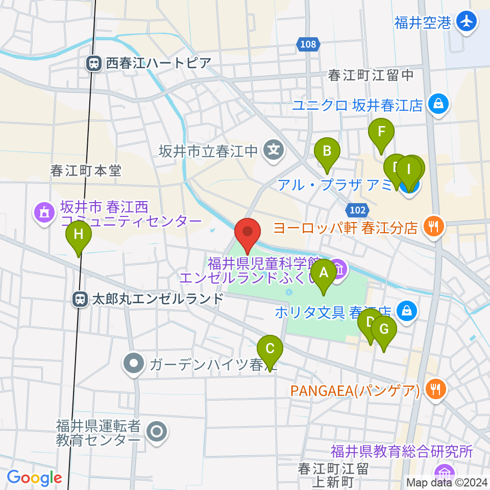 ハートピア春江周辺のファミレス・ファーストフード一覧地図