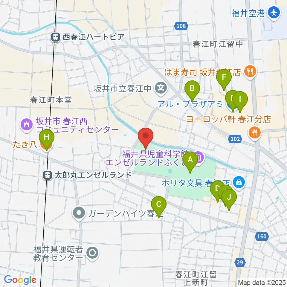 ハートピア春江周辺のファミレス・ファーストフード一覧地図