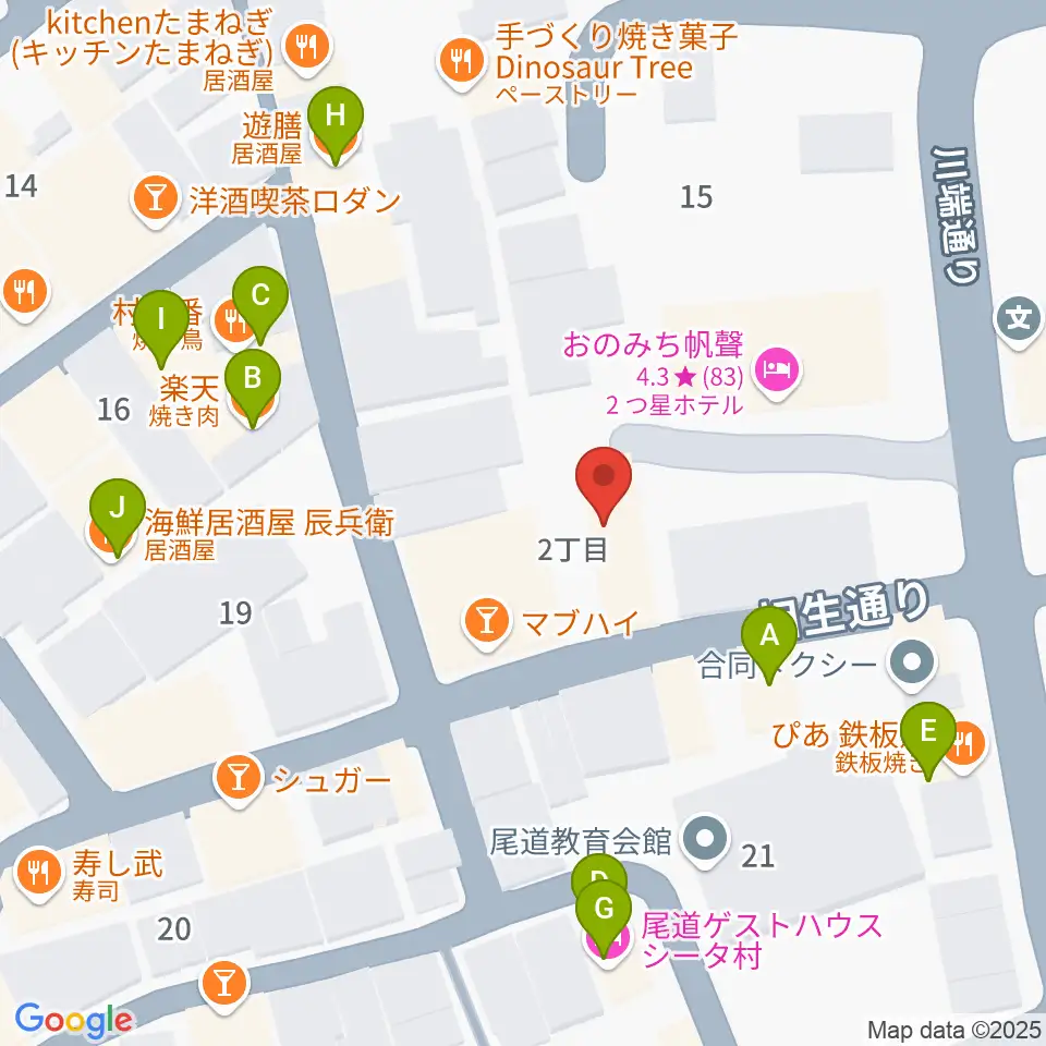 尾道B×B周辺のファミレス・ファーストフード一覧地図