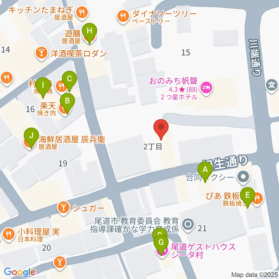 尾道B×B周辺のファミレス・ファーストフード一覧地図