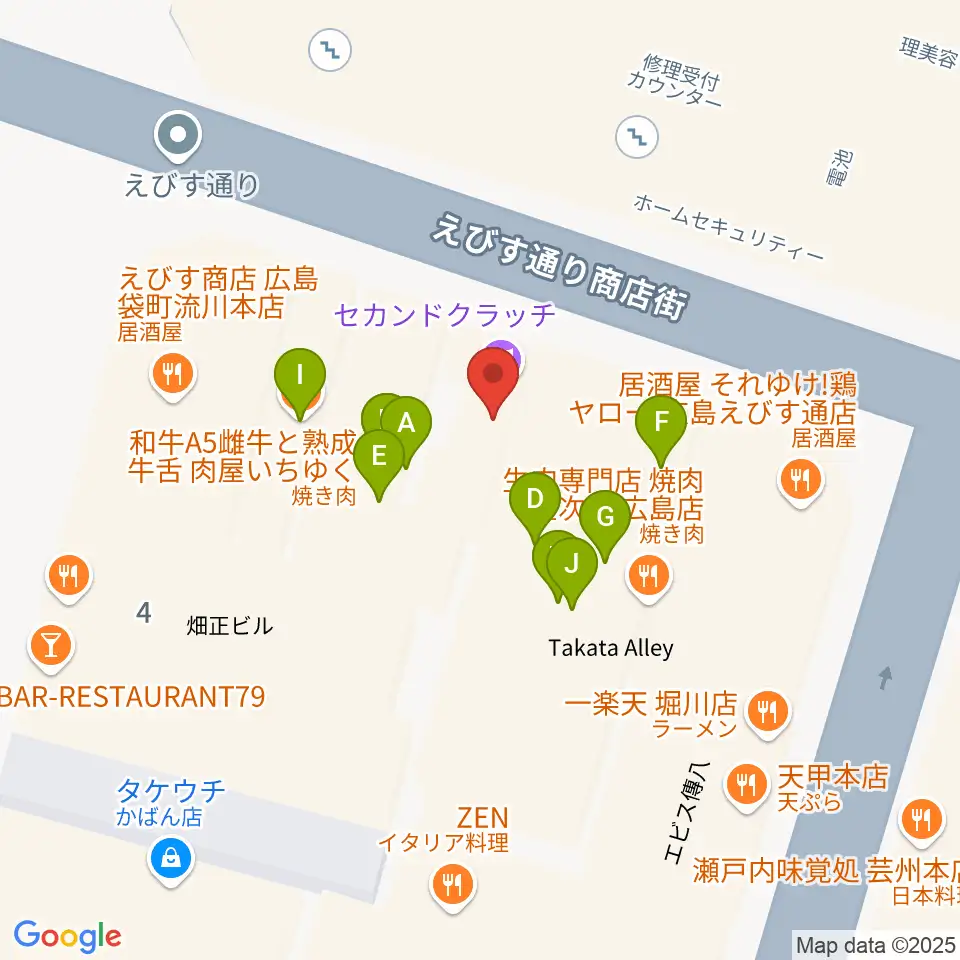 広島セカンドクラッチ周辺のファミレス・ファーストフード一覧地図