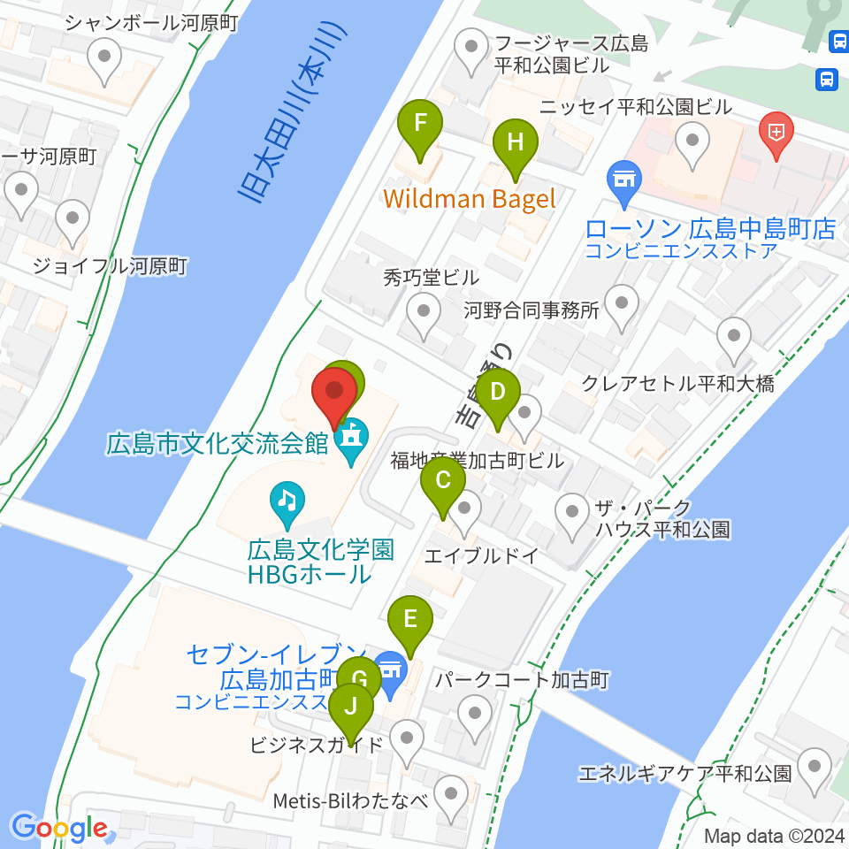 広島文化学園HBGホール周辺のファミレス・ファーストフード一覧地図