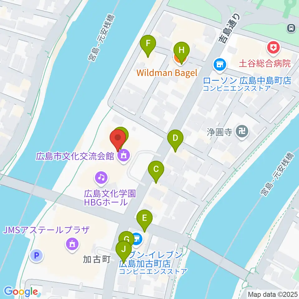 広島文化学園HBGホール周辺のファミレス・ファーストフード一覧地図