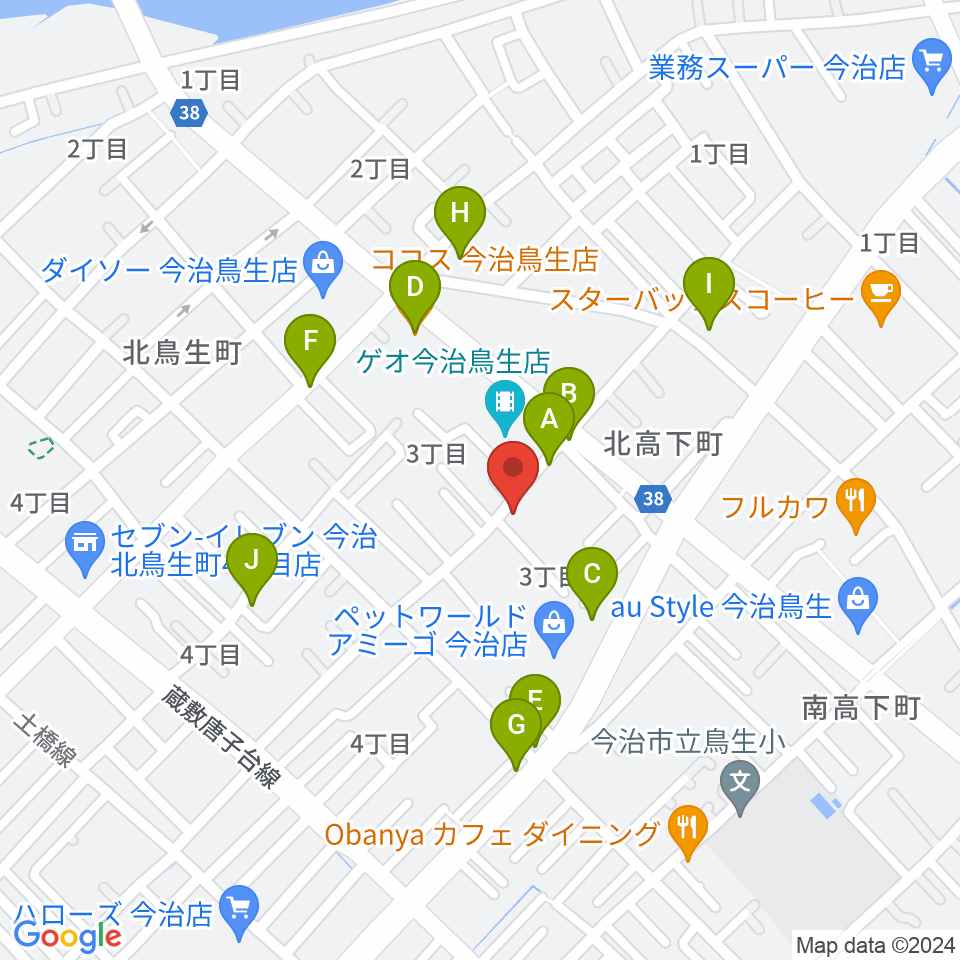 今治ジャムサウンズ周辺のファミレス・ファーストフード一覧地図