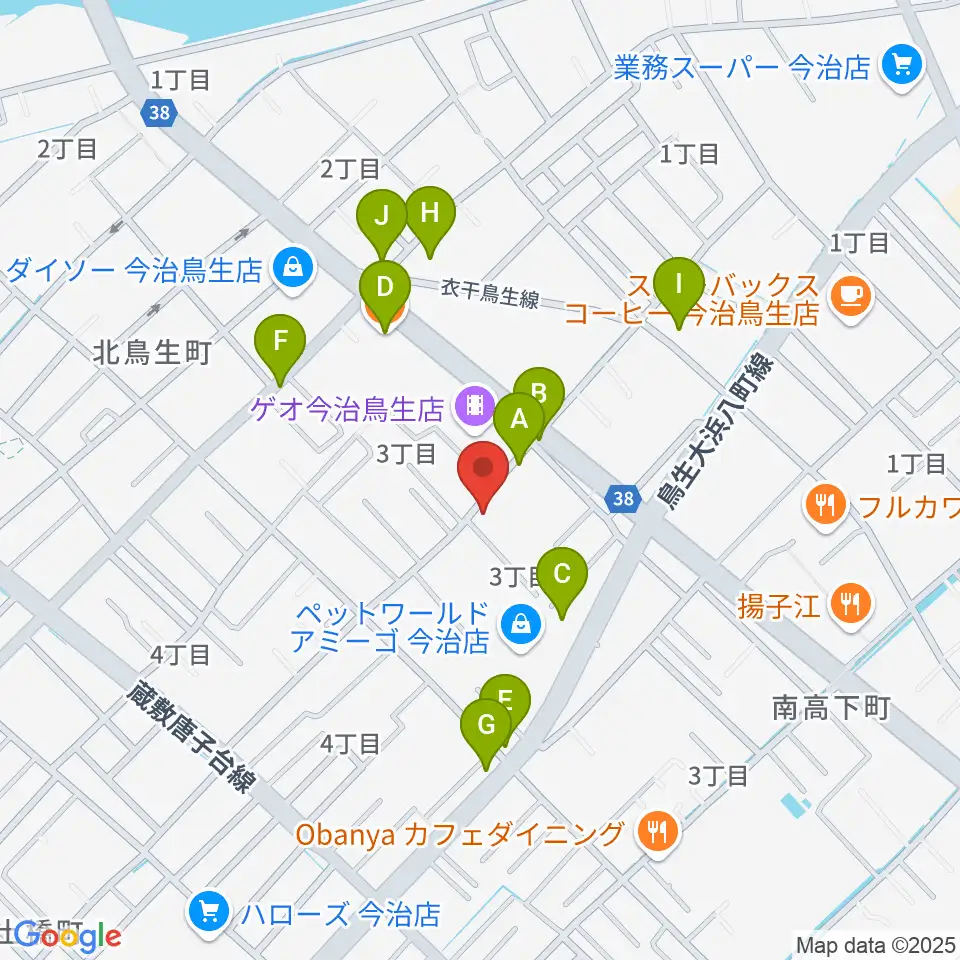 今治ジャムサウンズ周辺のファミレス・ファーストフード一覧地図