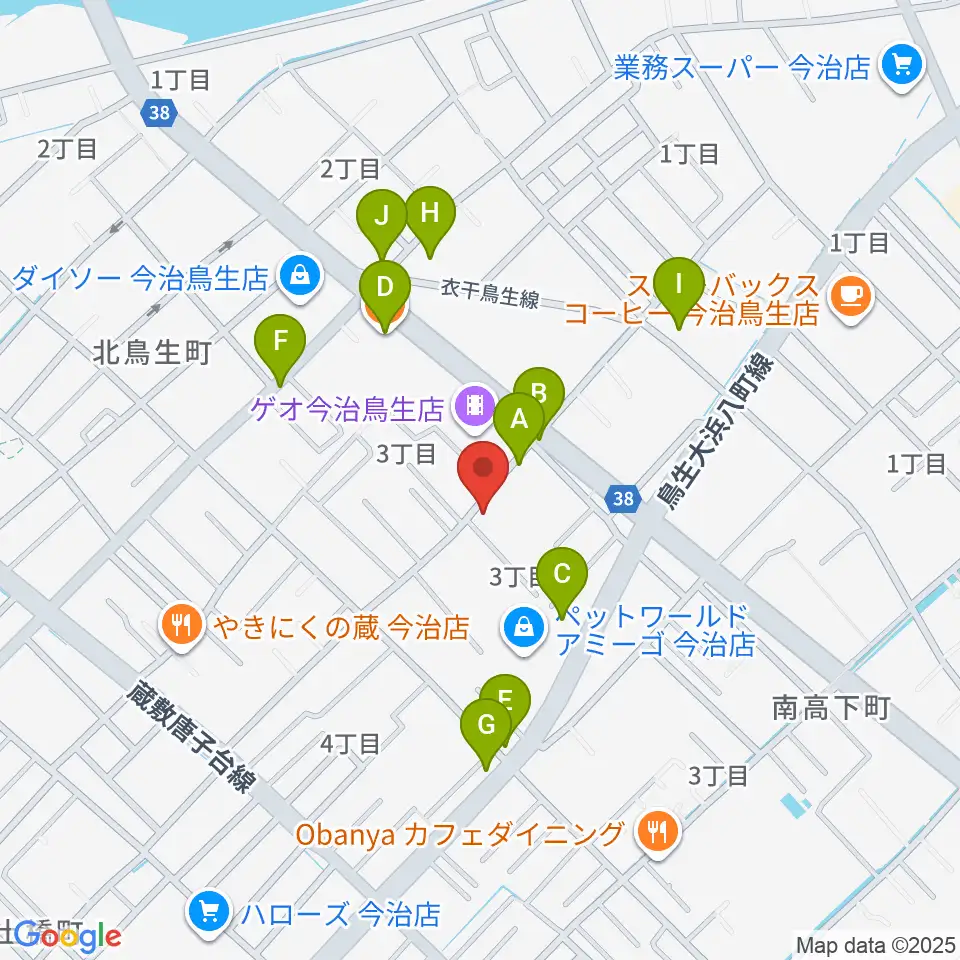 今治ジャムサウンズ周辺のファミレス・ファーストフード一覧地図