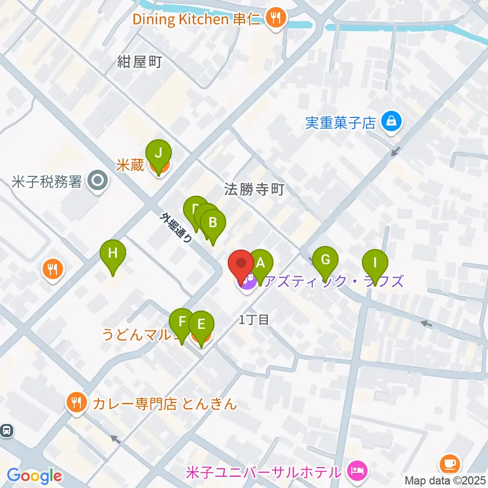米子アズティックラフズ周辺のファミレス・ファーストフード一覧地図