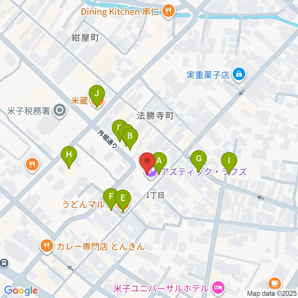 米子アズティックラフズ周辺のファミレス・ファーストフード一覧地図