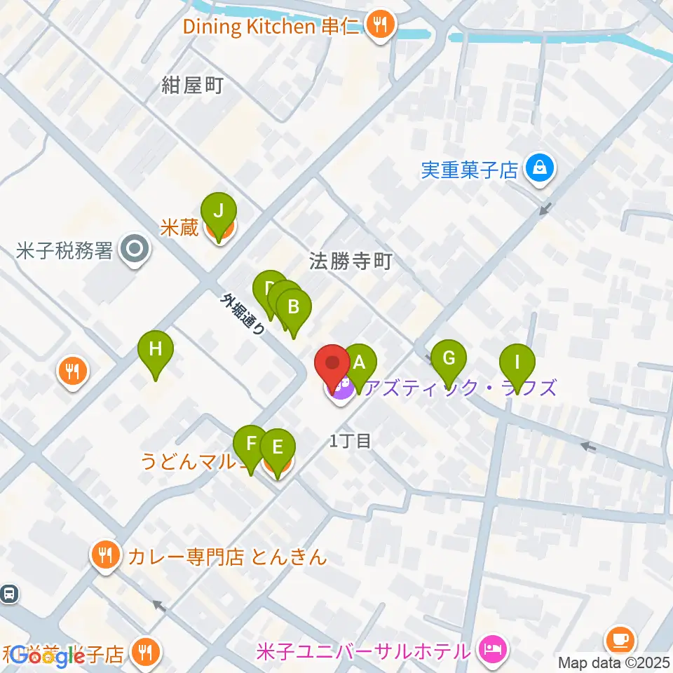 米子アズティックラフズ周辺のファミレス・ファーストフード一覧地図