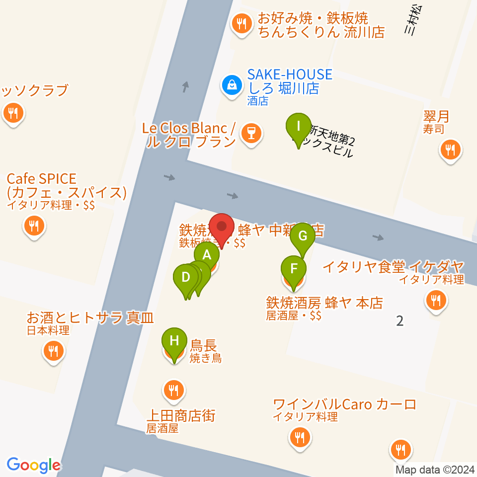 広島LIVE Cafe' Jive周辺のファミレス・ファーストフード一覧地図