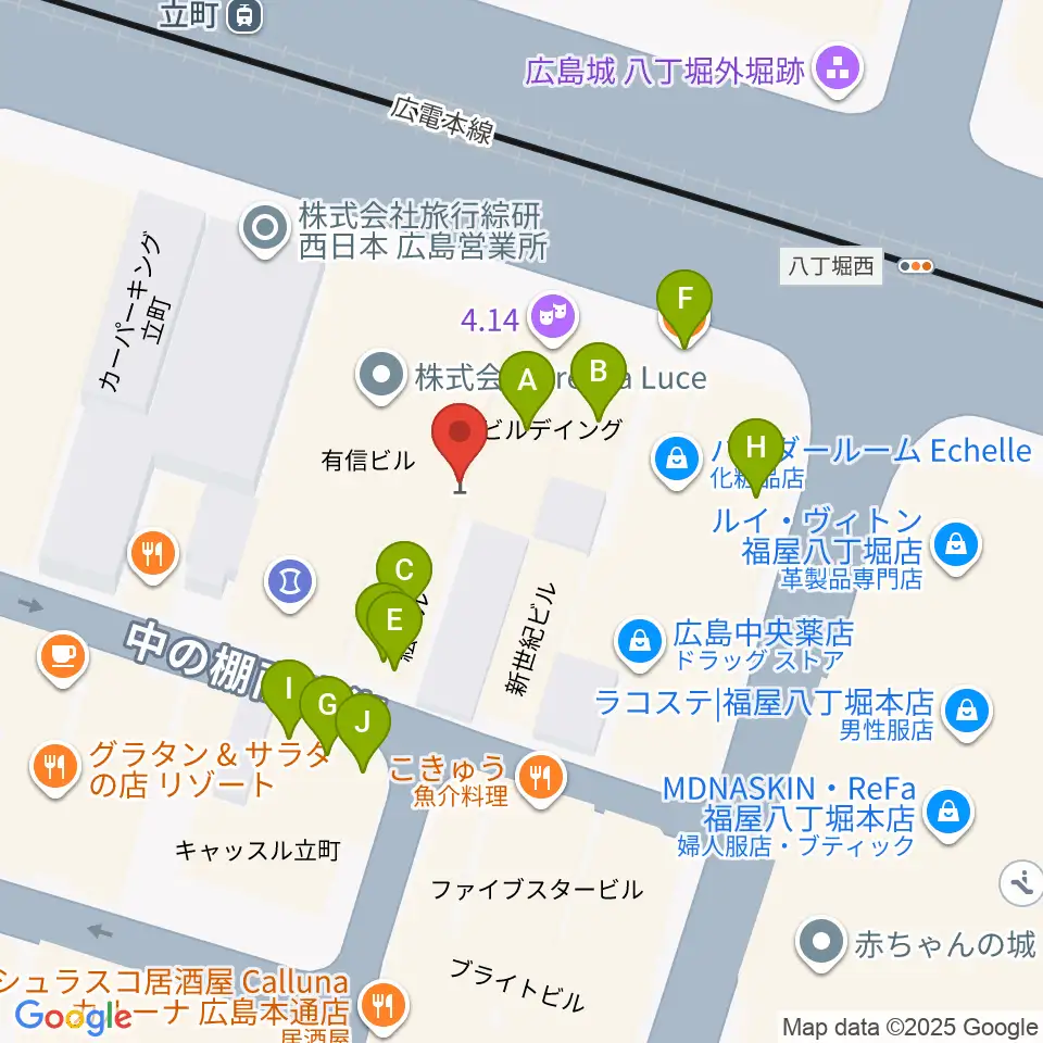 広島4.14周辺のファミレス・ファーストフード一覧地図
