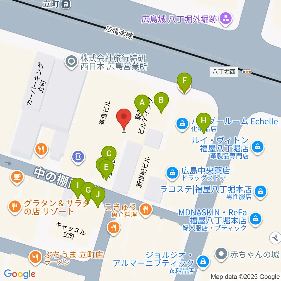 広島4.14周辺のファミレス・ファーストフード一覧地図