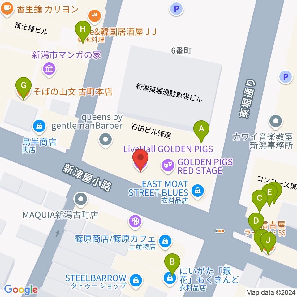 新潟GOLDEN PIGS周辺のファミレス・ファーストフード一覧地図