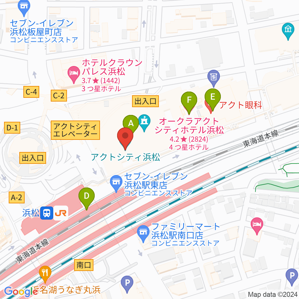 アクトシティ浜松周辺のファミレス・ファーストフード一覧地図