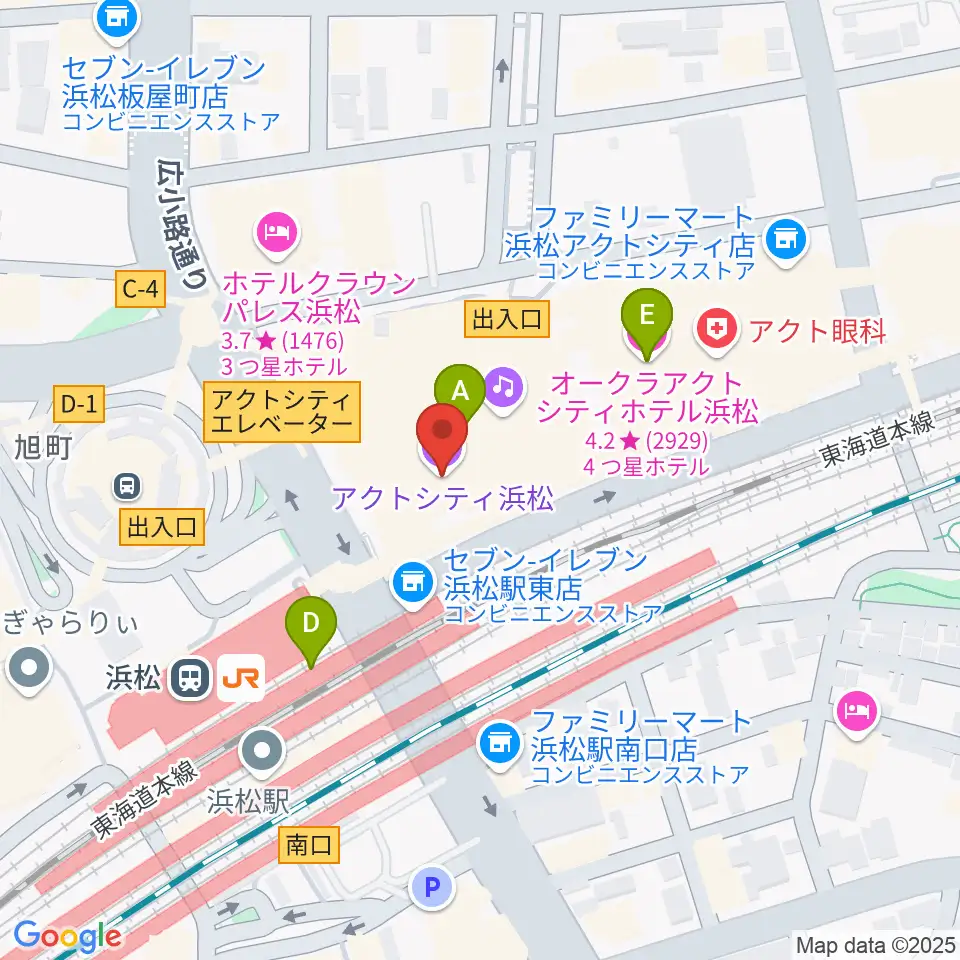アクトシティ浜松周辺のファミレス・ファーストフード一覧地図