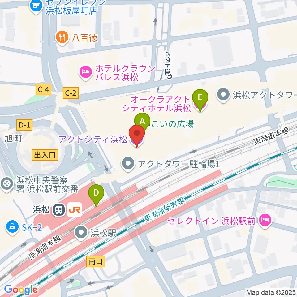 アクトシティ浜松周辺のファミレス・ファーストフード一覧地図