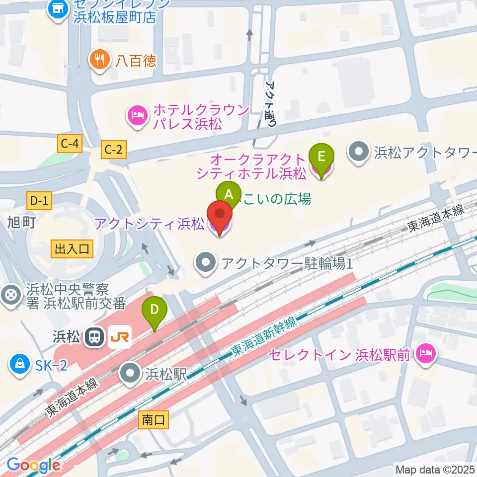 アクトシティ浜松周辺のファミレス・ファーストフード一覧地図