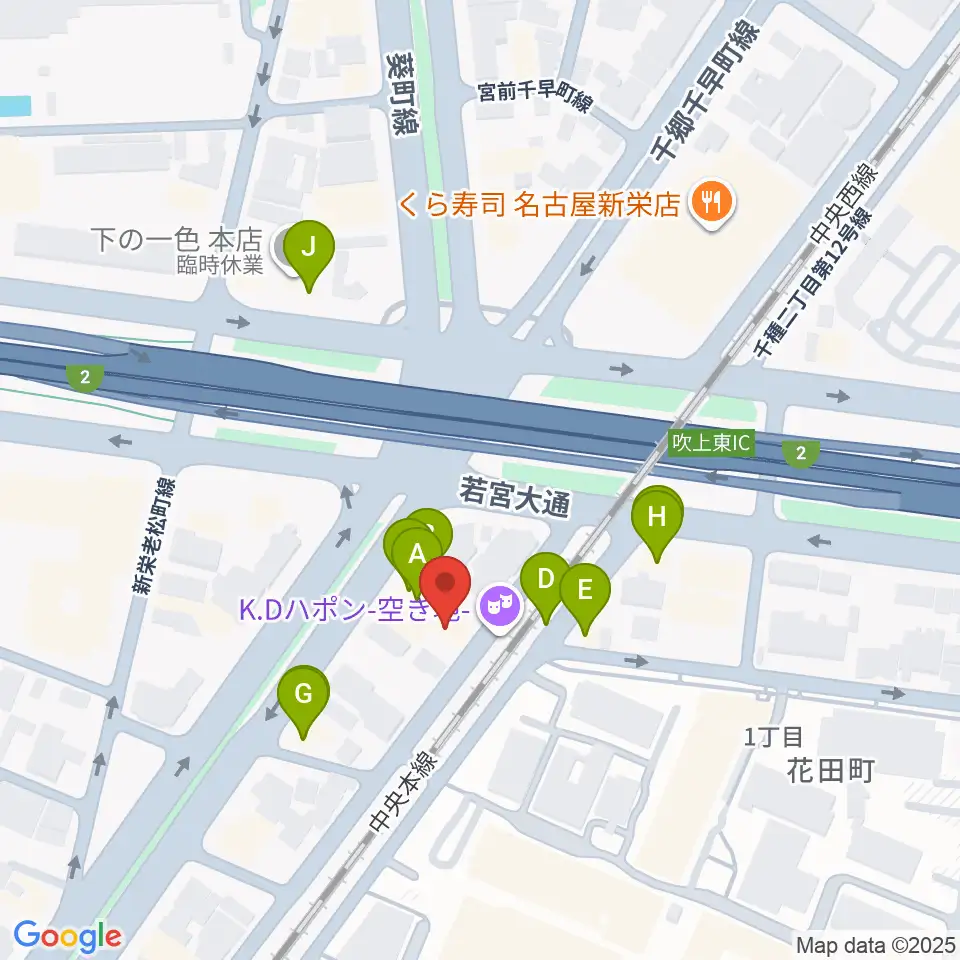 鶴舞DAYTRIP周辺のファミレス・ファーストフード一覧地図